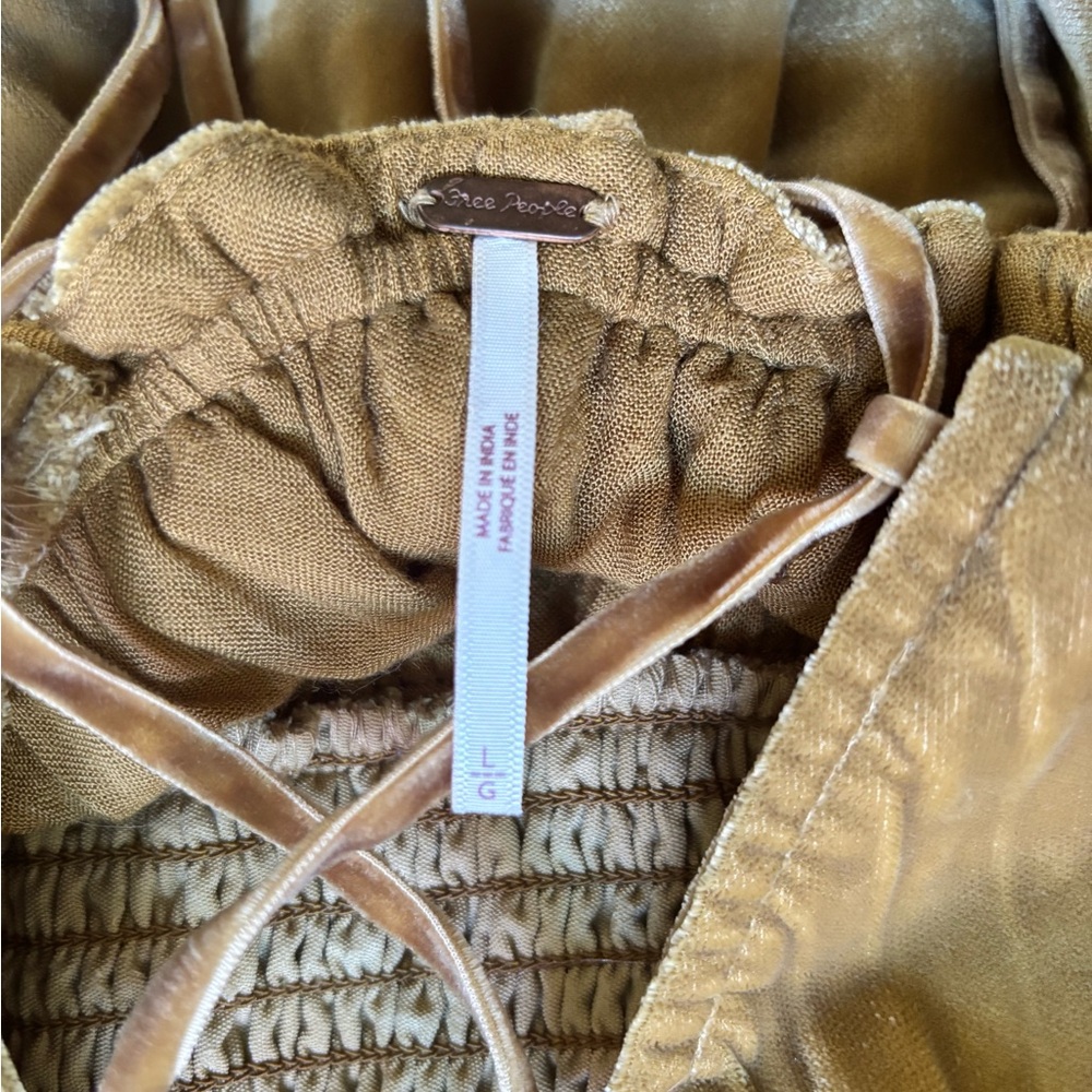 Free People Gold Velvet Long Sleeve Dress - Picture 4 of 4